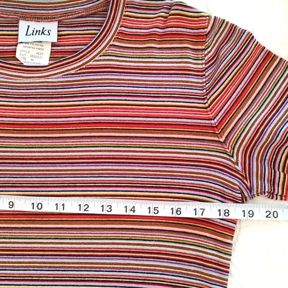 Links Womens Long Sleeve Stipe Mid Weight Knit Top Tee Shirt Size M - Picture 4 of 7